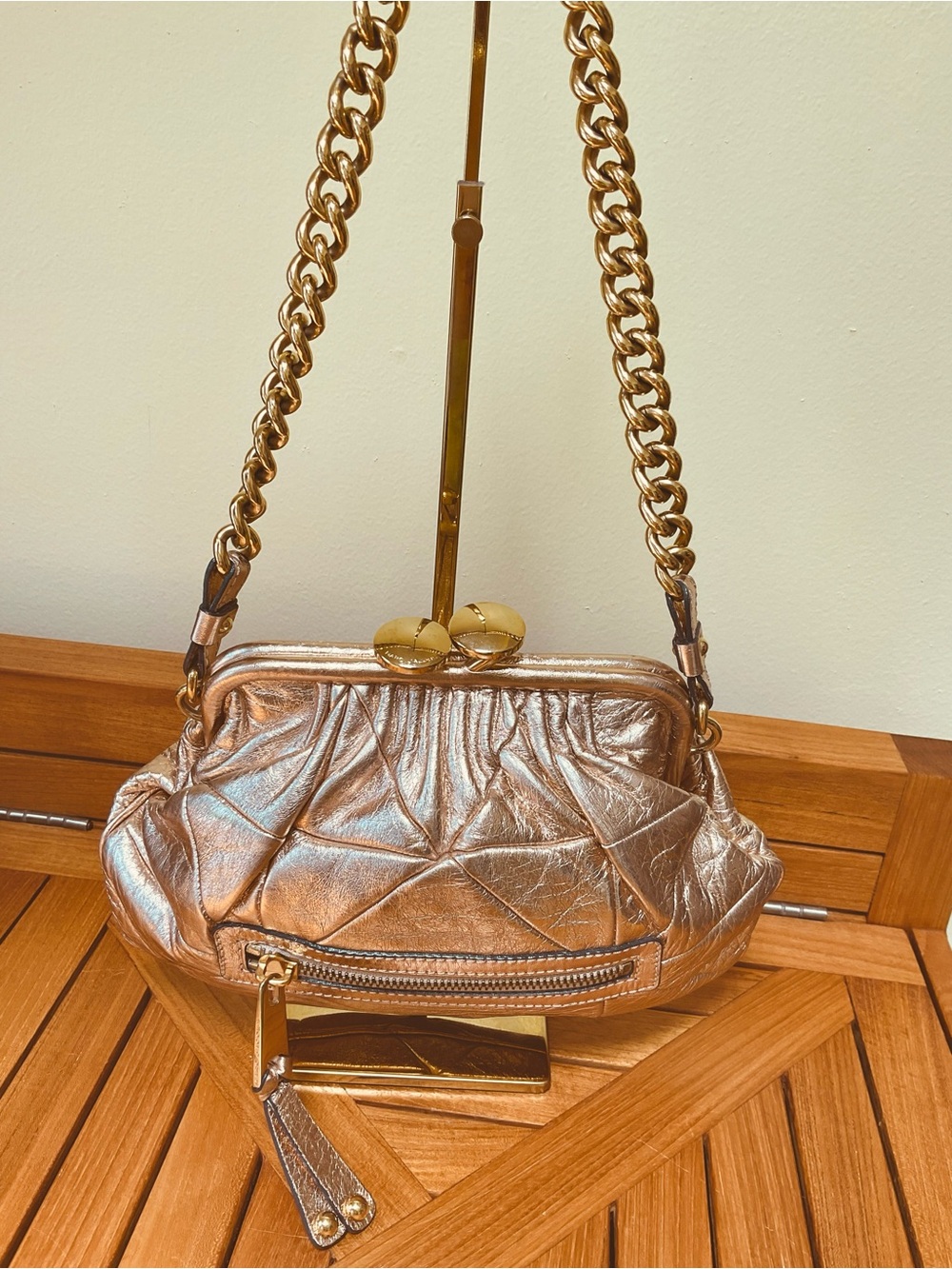 Marc Jacobs Quilted Rose Gold Stam Bag